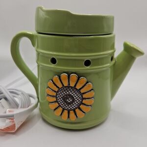 Scentsy  Green Thumb Sunflower Watering Can Full Size Wax Warmer Tested